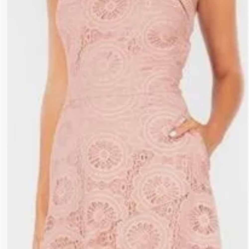SPEECHLESS Womens Pink Lace Pocketed Zipper Sleeveless Halter Short Dusty Rose M